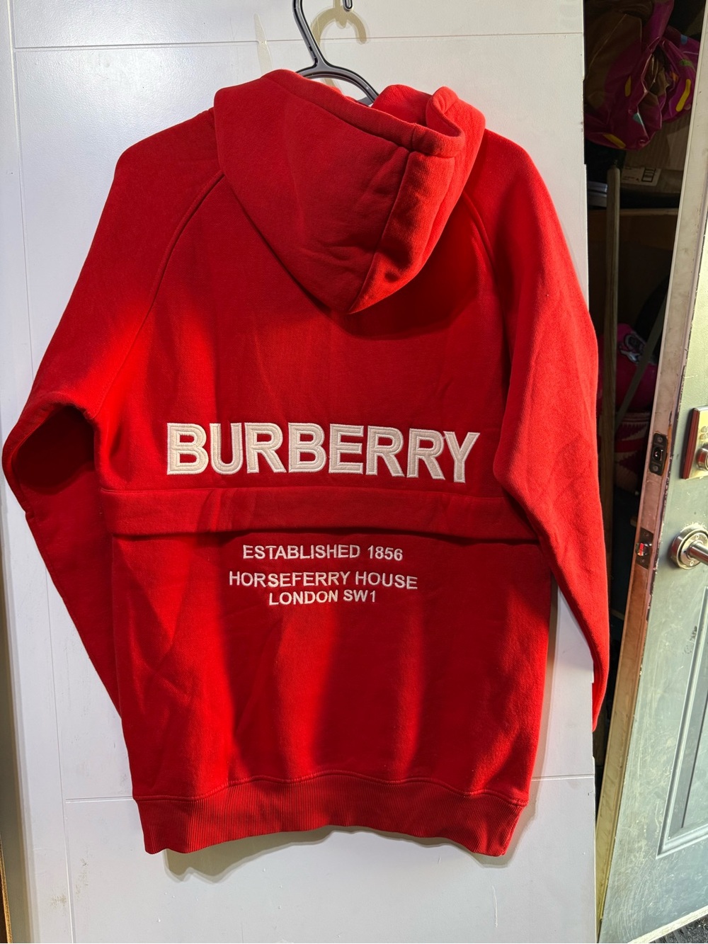 Burberry Men’s Red Logo Zip-Up Hoodie